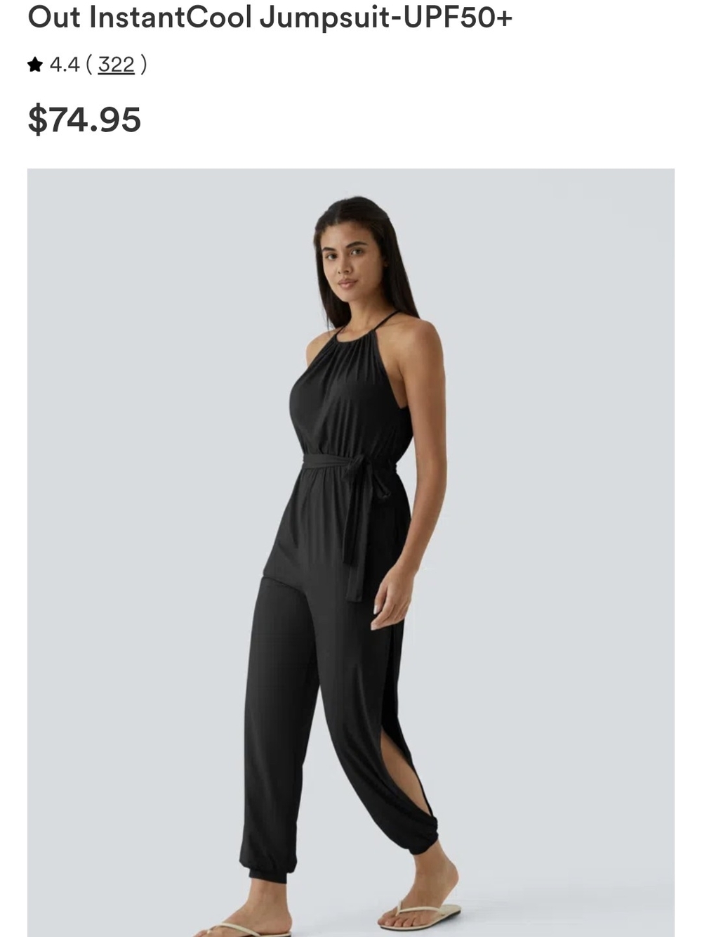 HALARA Black Halter Jumpsuit with Side Leg Slits